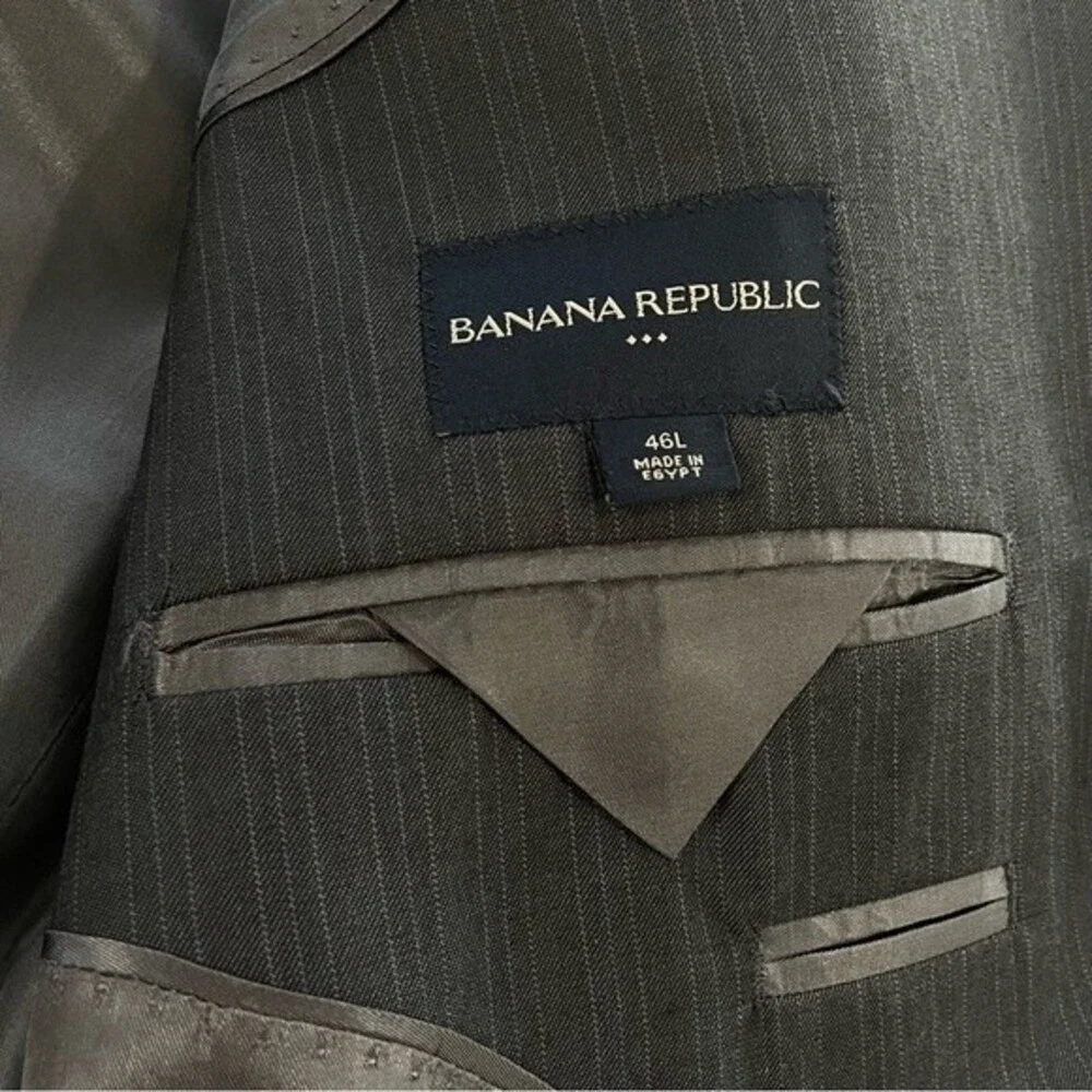 Banana‎ Republic Blazer Jacket Size 46L Gray Blue Pinstripe